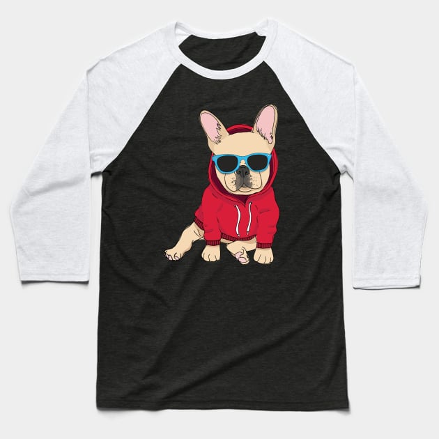 Hipster Frenchie (Fawn) Baseball T-Shirt by Megan Roy